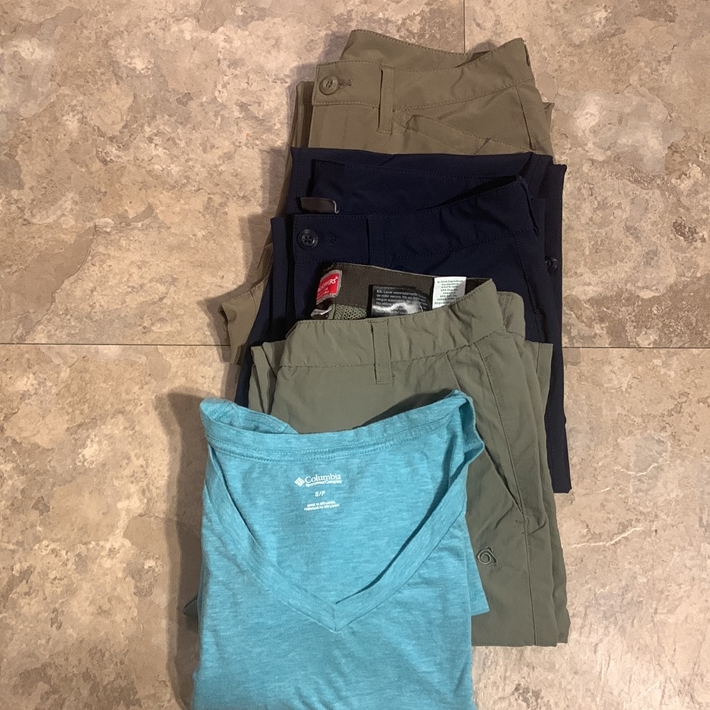 Hiking Pant Bundle Eddie Bauer Grasshopper + Long Sleeve Columbia S Shirt Sz 4